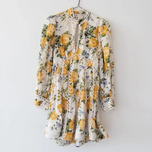 bhldn kali long sleeve linen fit & flare dress BHLDN Kali Long Sleeve Linen Fit & Flare Dress